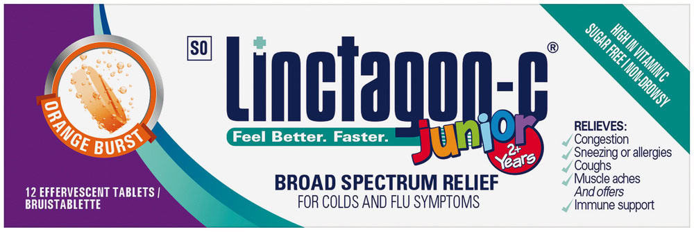 Linctagon Junior Orange Burst Effervescent Tablets 12pk