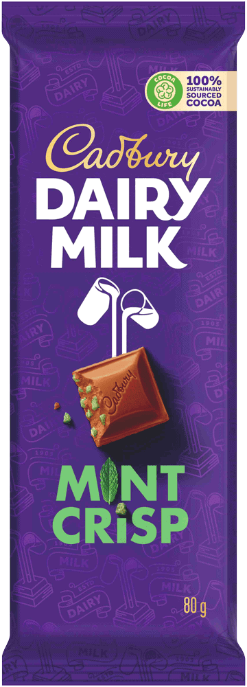 Cadbury Dairy Milk Mint Crisp Milk Chocolate Slab 80g