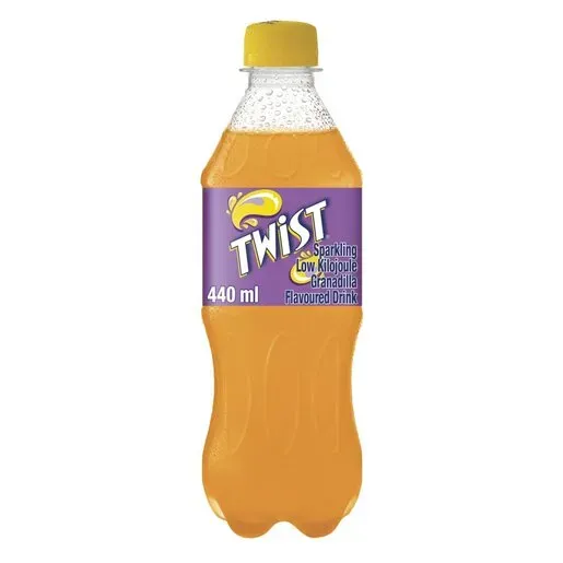 Front of Twist Granadilla Flavoured Sparkling Drink 440 ml bottle
