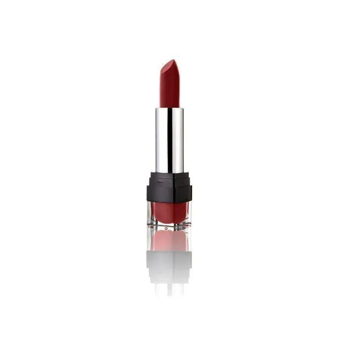 Hannon Lipstick in shade Eternal Red, bullet extended, clear case