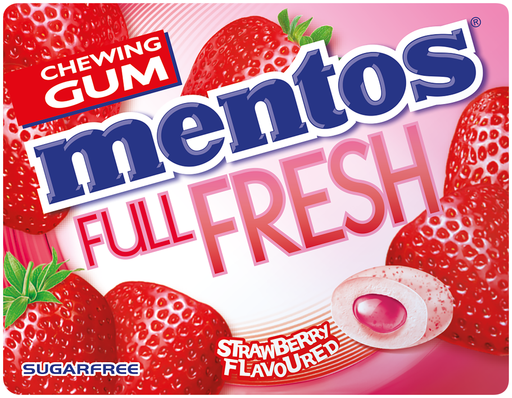 Mentos Full Fresh Strawberry Flavoured Chewing Gum 12g
