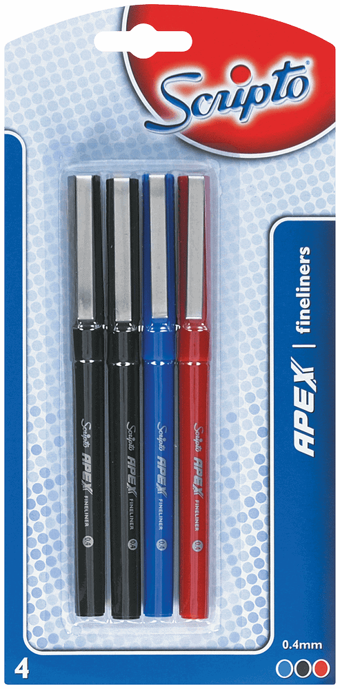 Scripto Assorted Apex Fineliners 4pk 4pk