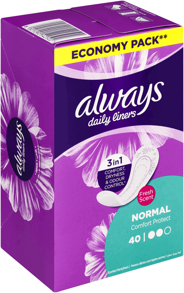 Always Daily Liners Normal Comfort Protect Scented Pantyliners 40pk