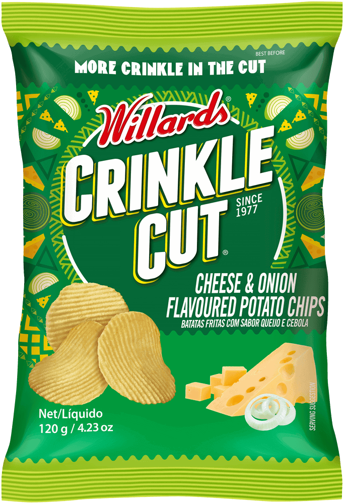Willards Crinkle Cut Cheese & Onion Flavoured Potato Chips 120g