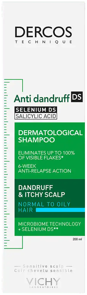 Vichy Dercos Anti-Dandruff Dermatological Shampoo for Normal to Oily Hair 200ml