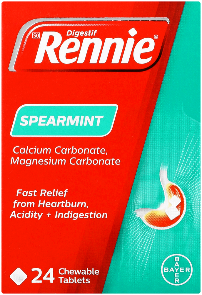 Rennie Spearmint Heartburn & Indigestion Chewable Tablets 24pk