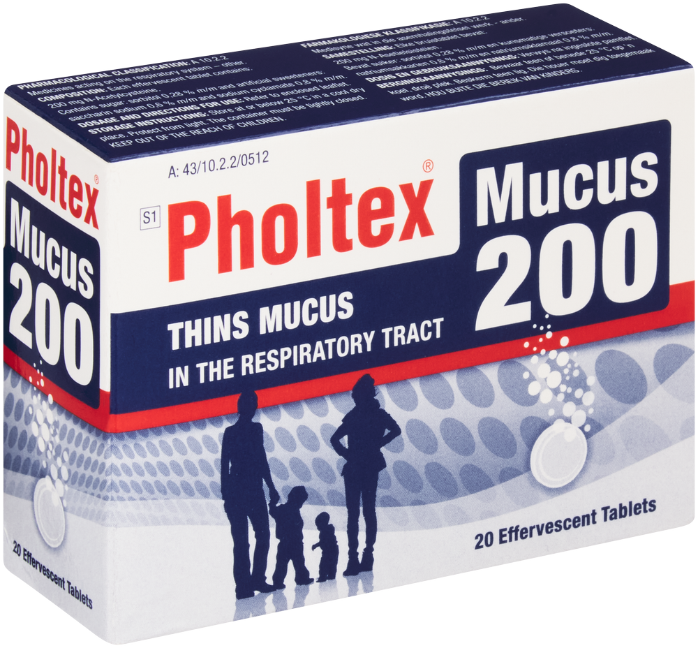 Pholtex Mucus 200 Effervescent Tablets 20pk