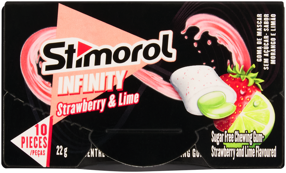 Stimorol Infinity Strawberry & Lime Flavoured Sugar Free Chewing Gum 10pk
