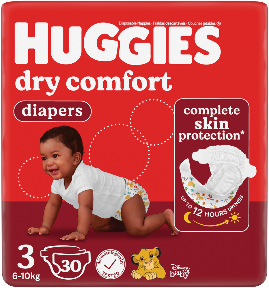 Huggies Dry Comfort Size 3 Disposable Nappies 30pk