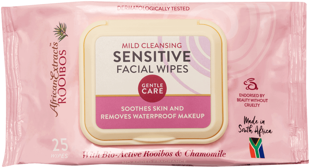 African Extracts Rooibos Sensitive Facial Wipes 25pk