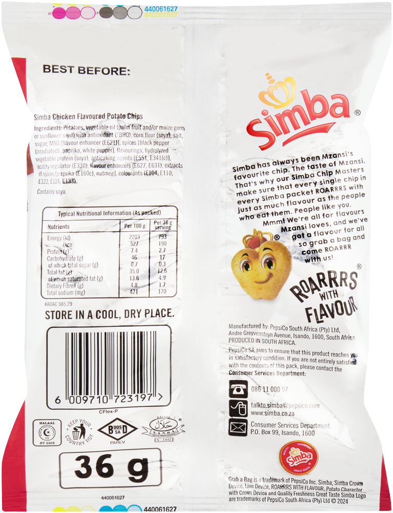 Simba KFC Original Recipe Chicken Flavoured Potato Chips 36g