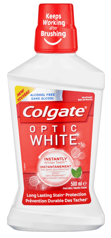 Colgate Optic White Fresh Mint Alcohol-Free Mouthwash 500ml