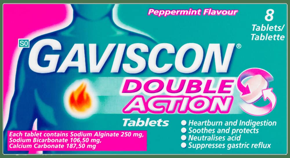Gaviscon Double Action Peppermint Flavour Tablets 8s