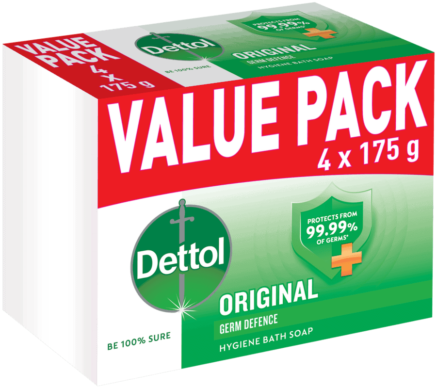 Dettol Original Hygiene Bath Bar Soap 4 x 175g
