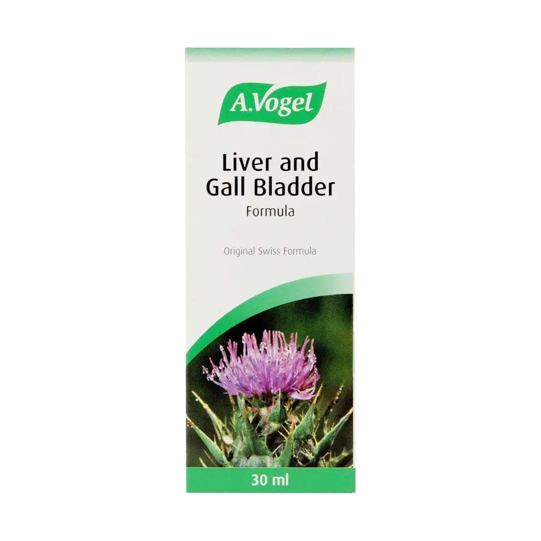 Front of A. Vogel Liver and Gall Bladder Formula 30 ml box on white background