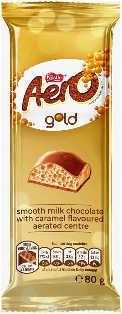 Nestlé Aero Caramel Flavoured Gold Milk Chocolate Slab 80g