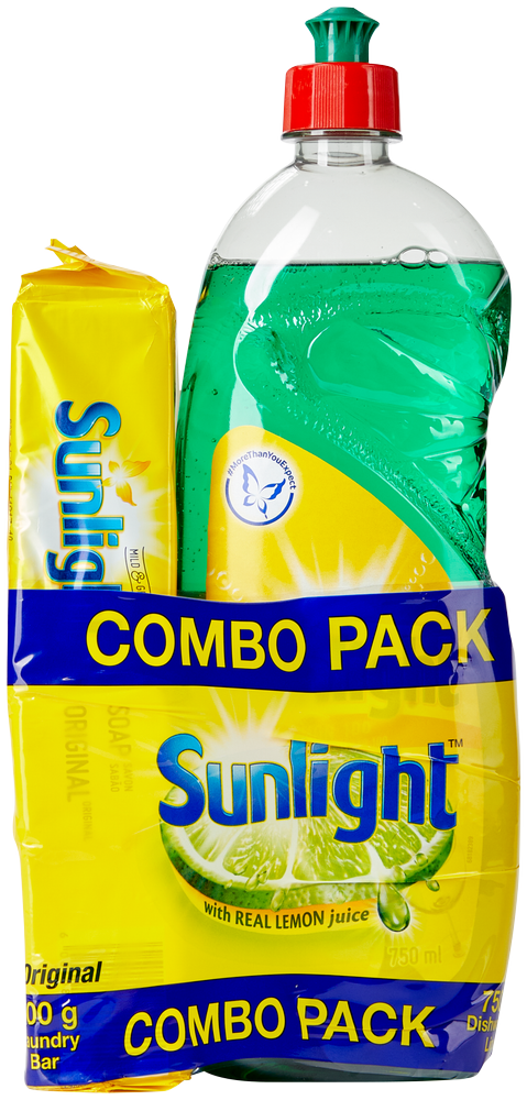 Sunlight Regular Dishwashing Liquid and Laundry Bar Value Pack 2pc
