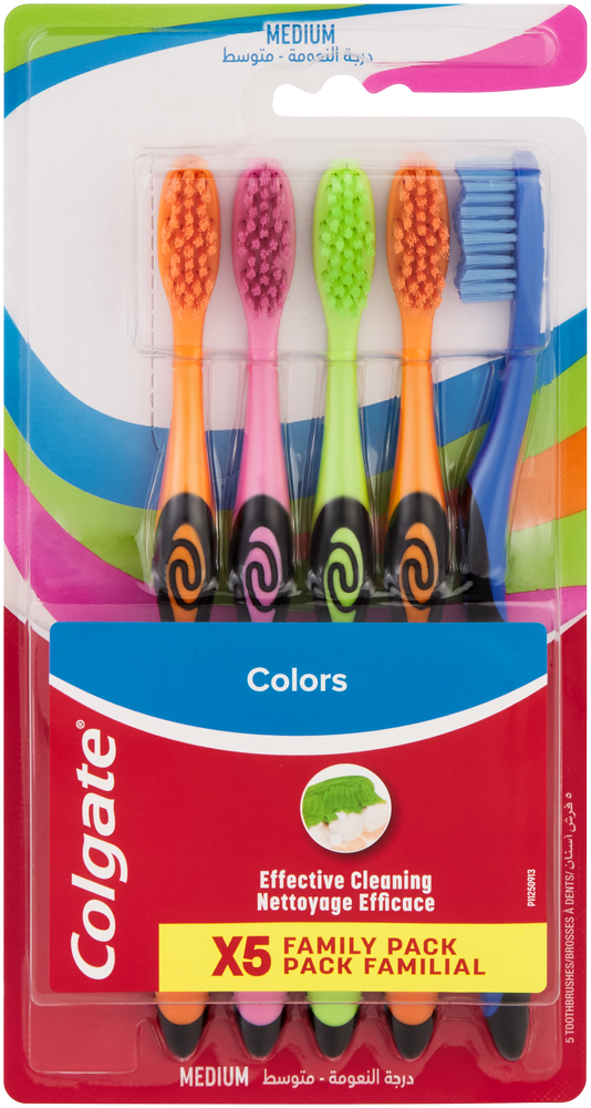 Colgate Colors Medium Toothbrush 5pk
