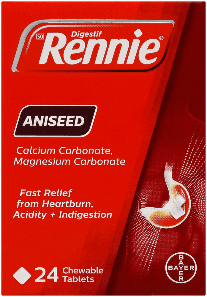 Rennie Aniseed Heartburn & Indigestion Chewable Tablets 24pk