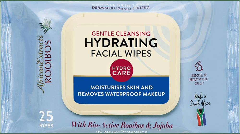 African Extracts Rooibos Hydrating Facial Wipes 25pk