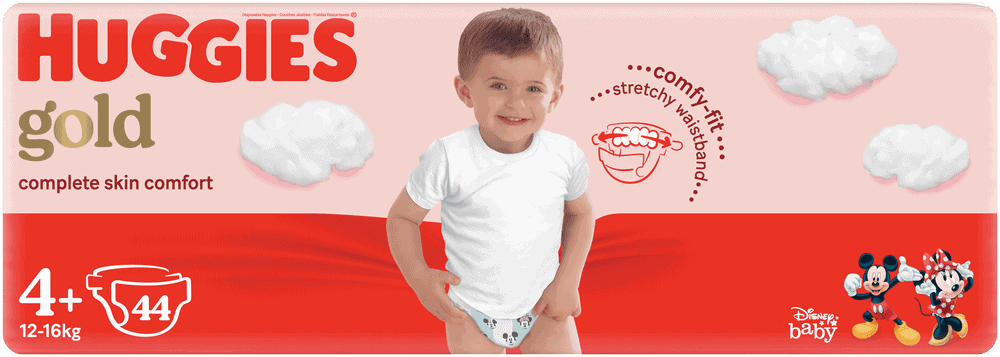 Huggies Gold Size 4+ Disposable Nappies 44pk