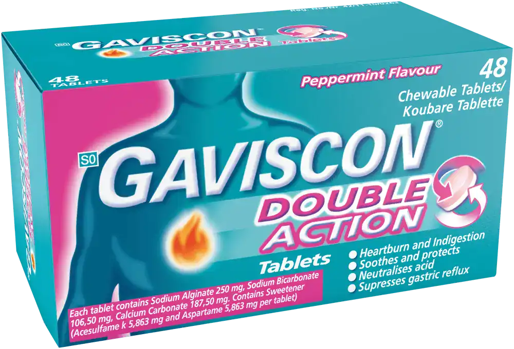 Gaviscon Double Action Peppermint Flavour Chewable Tablets 48pk