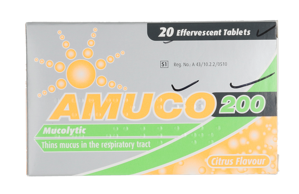 Amuco 200 Citrus Flavour Mucolytic Effervescent Tablets 20pk