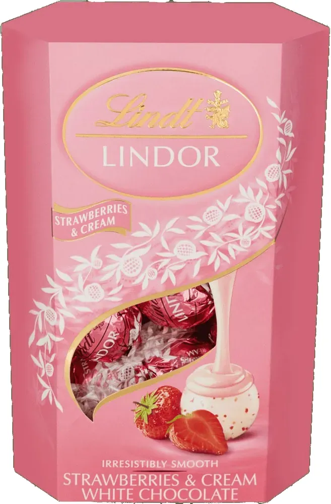 Lindt LINDOR Strawberry & Cream White Chocolate Truffles 200g