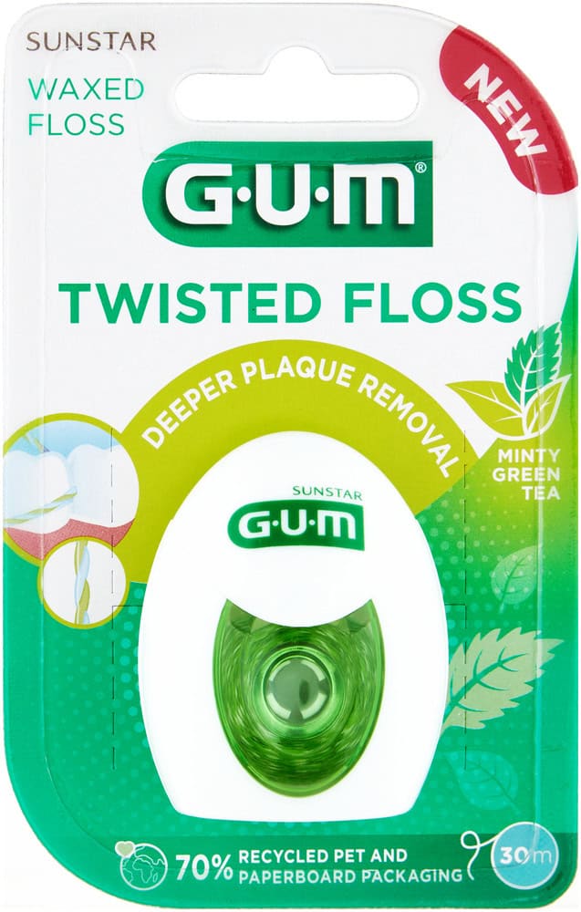 GUM Minty Green Tea Twisted Floss 30m