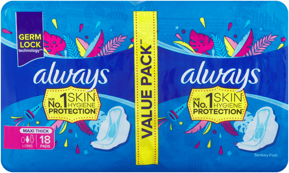 Always Long Maxi Thick Sanitary Pads 18pk