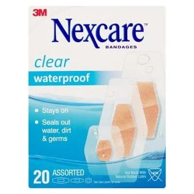 Nexcare CLEAR W/P ASSORTED 20'S