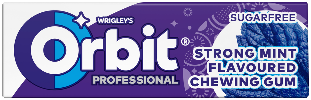 Wrigley's Orbit Strong Mint Flavoured Professional Sugarfree Chewing Gum 10pk