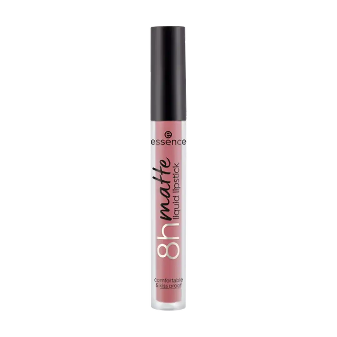 Front of Essence 8H Matte Liquid Lipstick 2.5 ml tube, shade 04 Rosy Nude