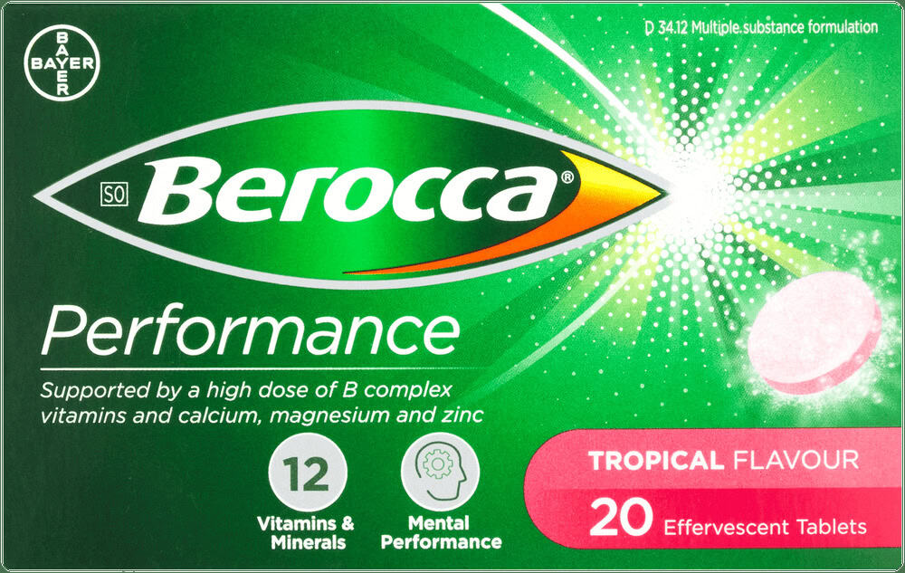 Berocca Performance Tropical Flavour Effervescent Tablets 20pk