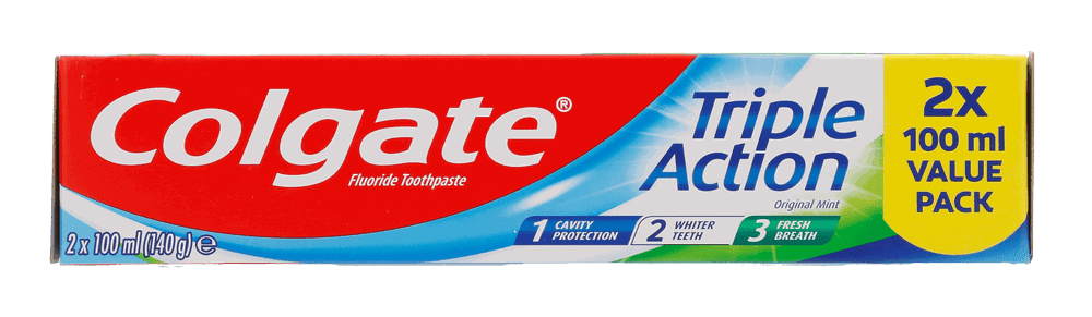 Colgate Original Mint Triple Action Fluoride Toothpaste 2 x 100ml
