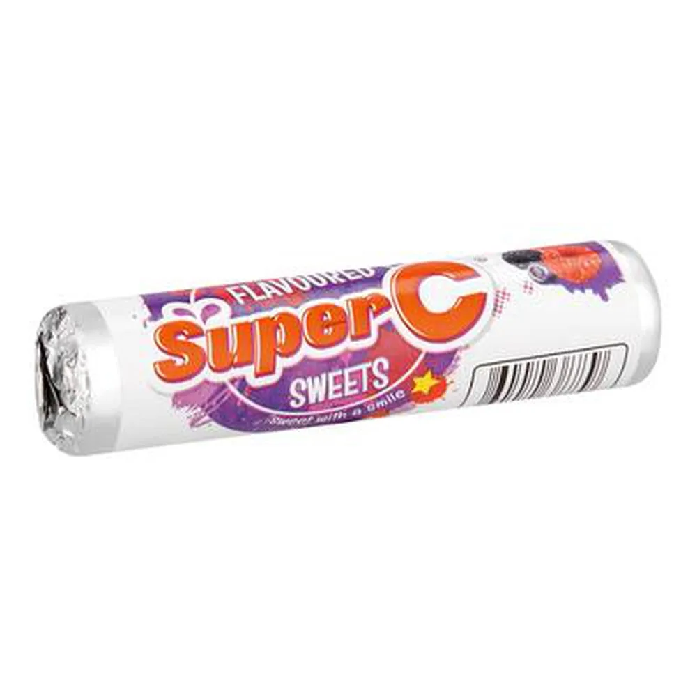 Front of Super C Mixed Berry flavoured sweets roll, 36.9 g stick