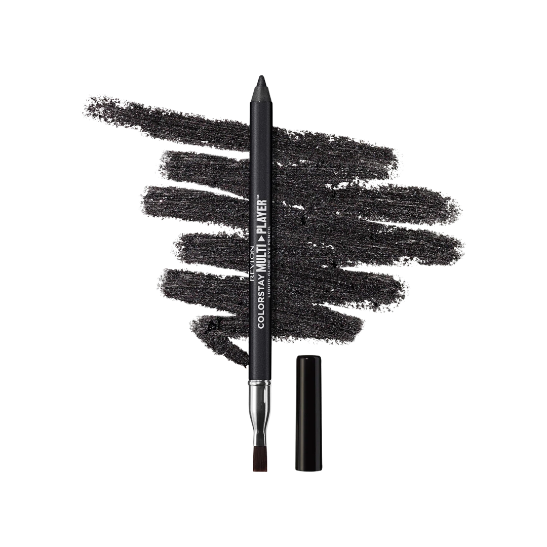 Revlon ColorStay Multiplayer Liquid-Glide Eye Pencil, uncapped, with color swatch behind