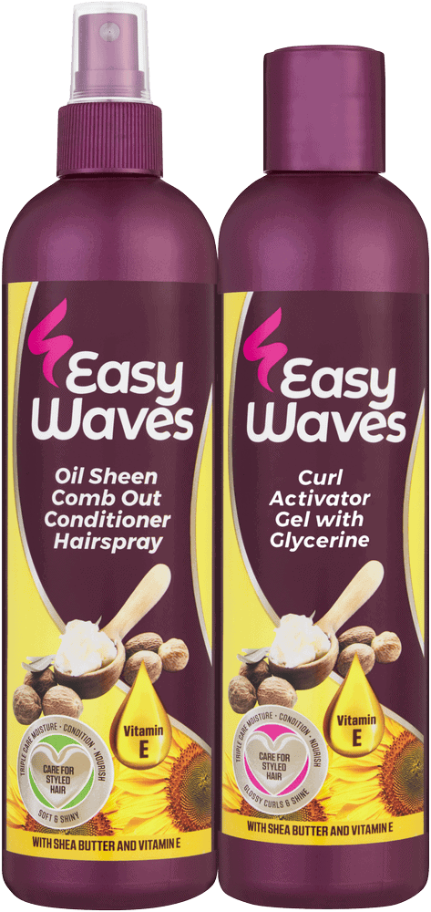 Easy Waves Curl Activator Gel & Oil Sheen Comb Out Conditioner Hairspray 2 x 250ml