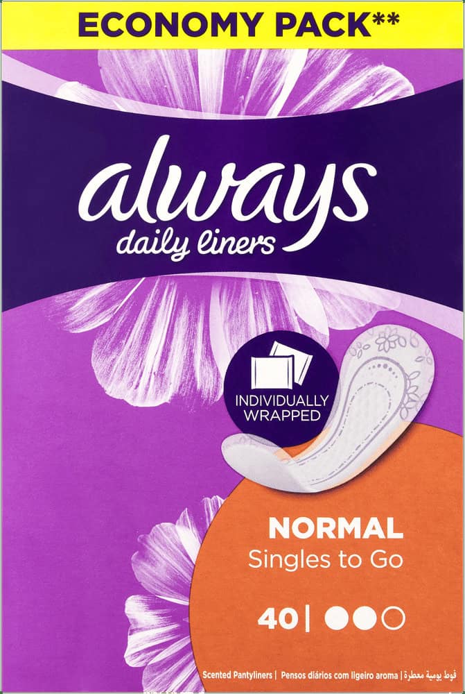 Always Daily Liners Normal Scented Pantyliners 40pk