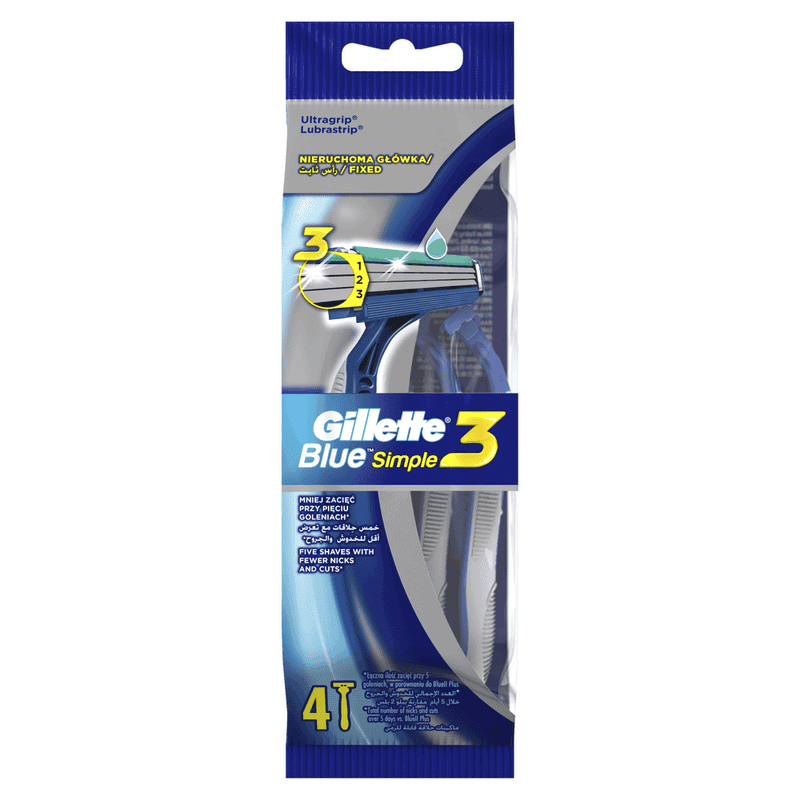 Gillette Blue3 Simple Disposable Razors 4pk