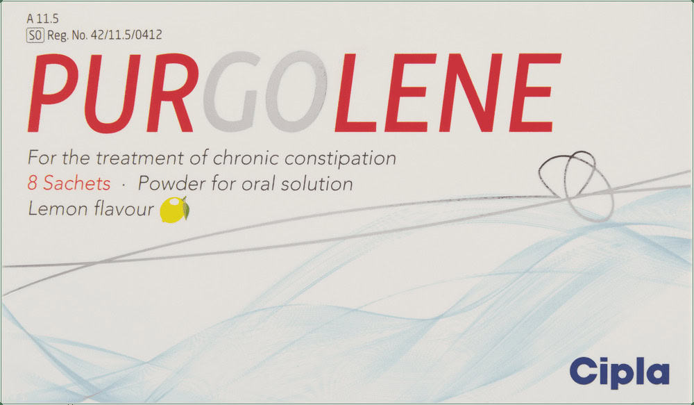 Purgolene Lemon Flavour Chronic Constipation Treatment Powder 8pk