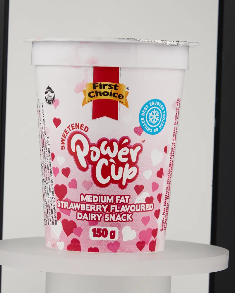 First Choice Power Cup Strawberry Flavoured Medium Fat Dairy Snack 150g