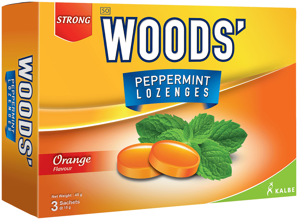 Woods' Orange Flavour Peppermint Lozenges 3 x 15g