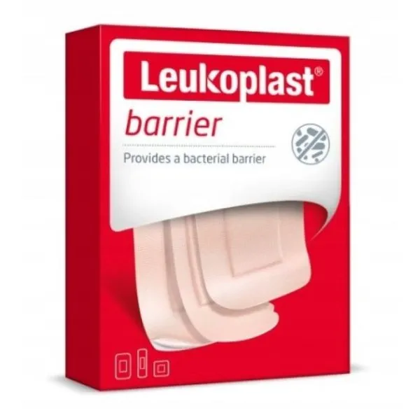 Front of Leukoplast Barrier waterproof plasters box, 3 sizes, 20 pieces