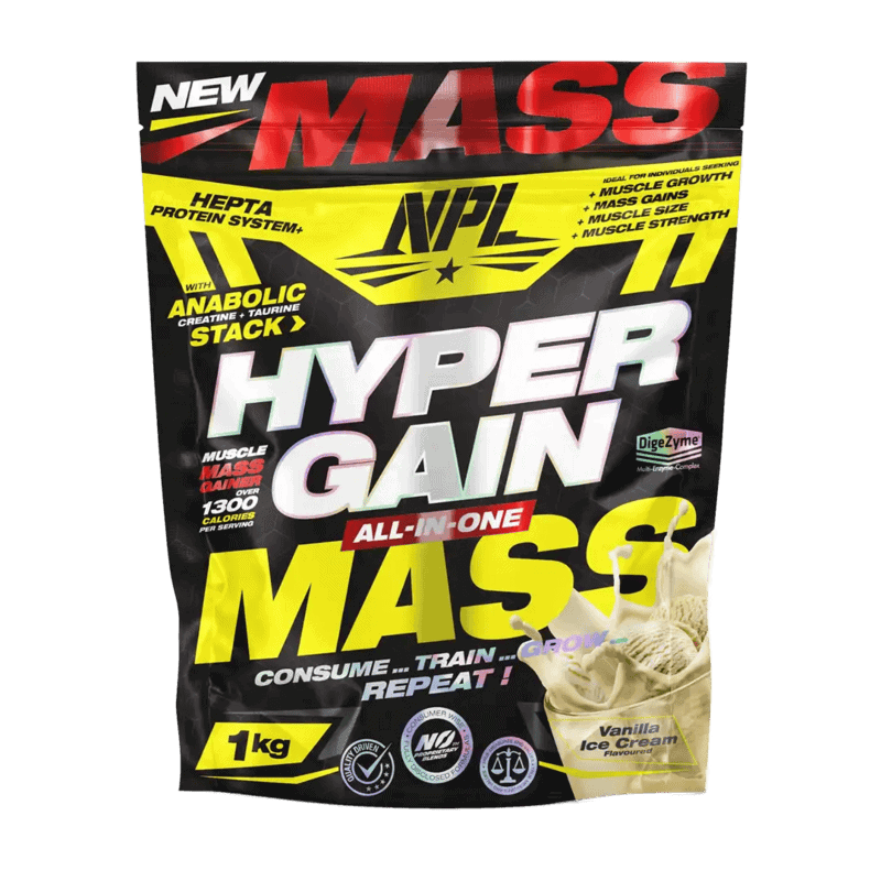 Front of NPL Hyper Gain All-In-One Mass Vanilla Ice Cream 1 kg pack