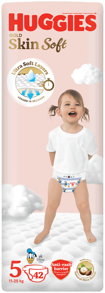 Huggies Gold Size 5 Skin Soft Disposable Nappies 42pk