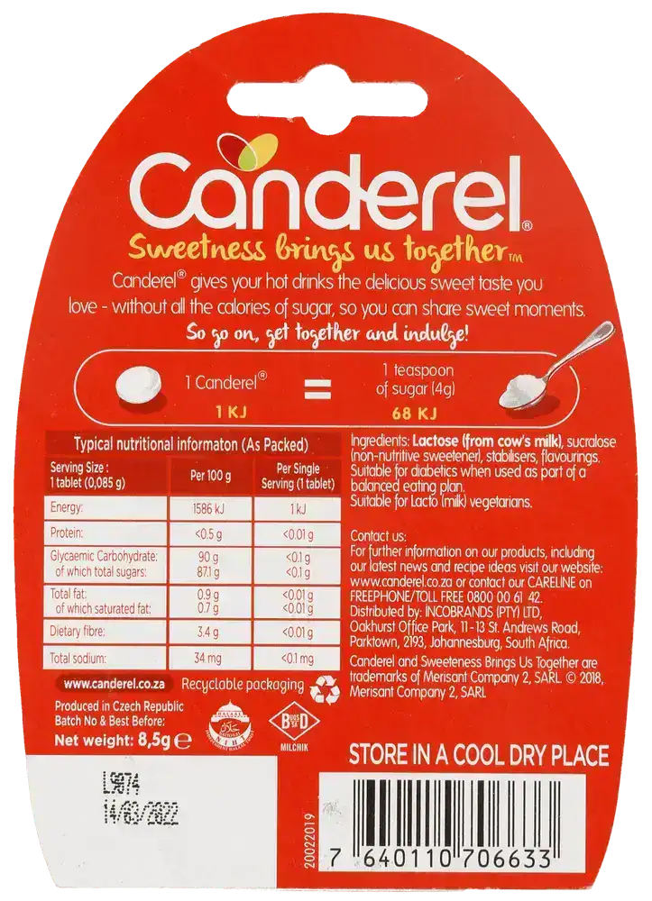 Canderel Sucralose Low Kilojoule Sweetener Tablets 100pk