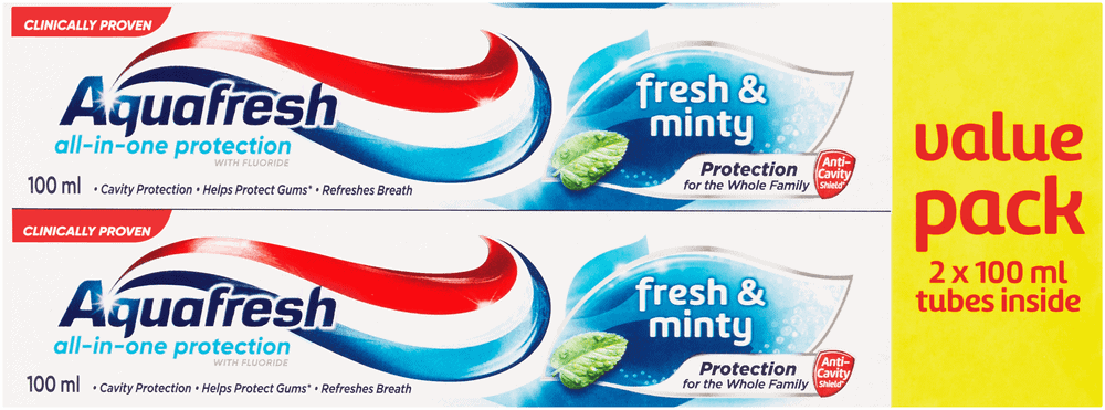 Aquafresh Fresh & Minty Fluoride Toothpaste 2 x 100ml