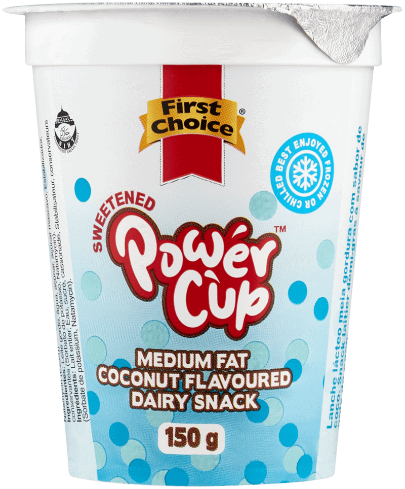 First Choice Power Cup Coconut Flavoured Medium Fat Dairy Snack 150g