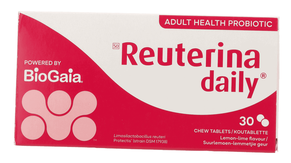 Reuterina Daily Lemon-Lime Flavour Probiotic Chew Tablets 30pk
